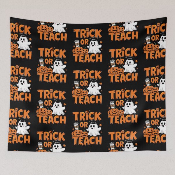 Item preview, Teacher Halloween Trick Or Teach Cute Ghost Coffe Pumpkins designed and sold by ArtFeverShop.