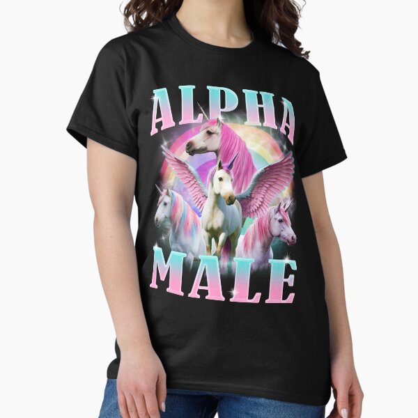 Vista previa del artículo con la obra «Meme divertido del unicornio macho alfa», diseñado y vendido por BelkaMd.