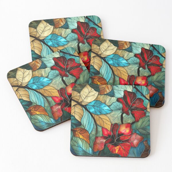 Item preview, Spring Vibe “Stained Glass” design - floral, leaves and colourful designed and sold by Chestnut Falls Studio.