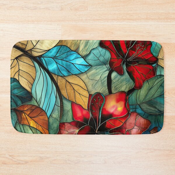 Item preview, Spring Vibe “Stained Glass” design - floral, leaves and colourful designed and sold by Chestnut Falls Studio.