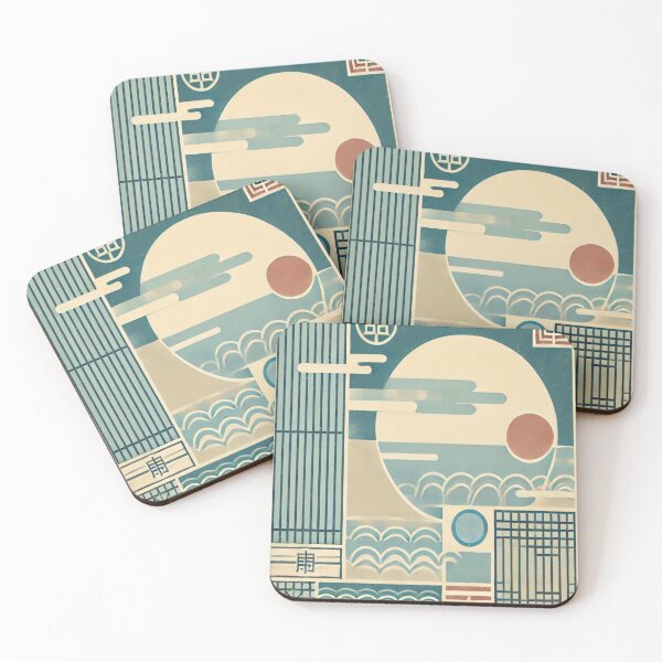 Item preview, Showa Retro Japanese Abstract – Light Blue Minimalist Art designed and sold by SakuraJapanArt.