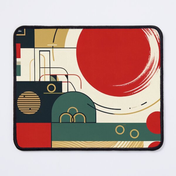 Item preview, Bold Showa Retro Japanese Abstract – Red, Green, and Gold Art designed and sold by SakuraJapanArt.
