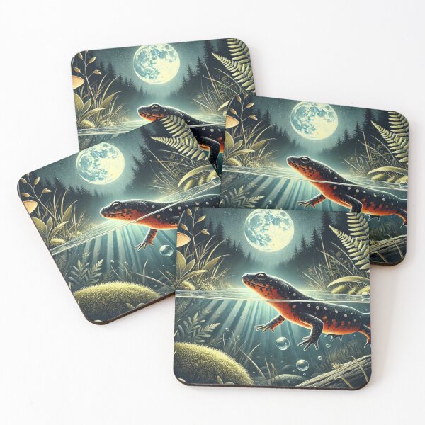 Item preview, Nocturnal Fire-Bellied Newt Underwater designed and sold by NocturnalNook.