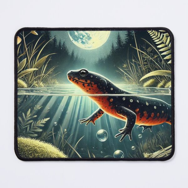 Item preview, Nocturnal Fire-Bellied Newt Underwater designed and sold by NocturnalNook.