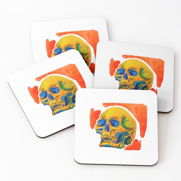 Item preview, Neon Watercolor Skull designed and sold by saltownsendart.