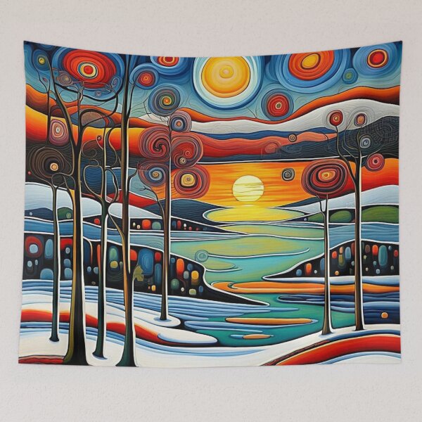 Item preview, Winter day at sunset 12 designed and sold by George Hutton Hunter.