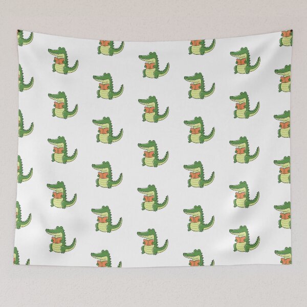 Item preview, Illustration of a cute crocodile reading a book designed and sold by rasagamastore.