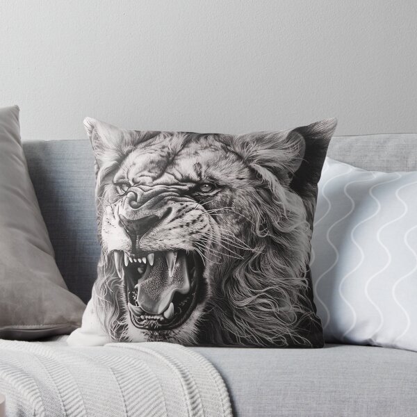 Item preview, Black and white lion pencil drawing designed and sold by Pencil-Art.