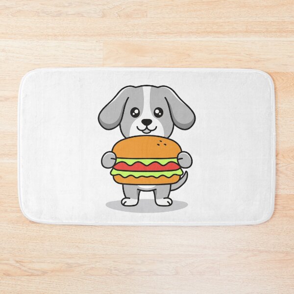 Item preview, Cute dog holding a burger with lettuce and tomato designed and sold by rasagamastore.