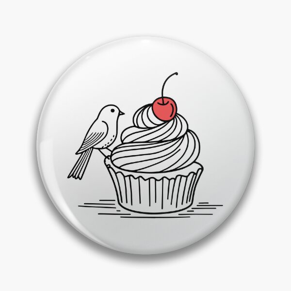 Item preview, Cute bird pecking a cupcake with a cherry on top designed and sold by rasagamastore.
