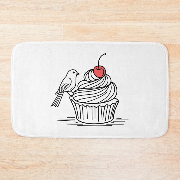 Item preview, Cute bird pecking a cupcake with a cherry on top designed and sold by rasagamastore.