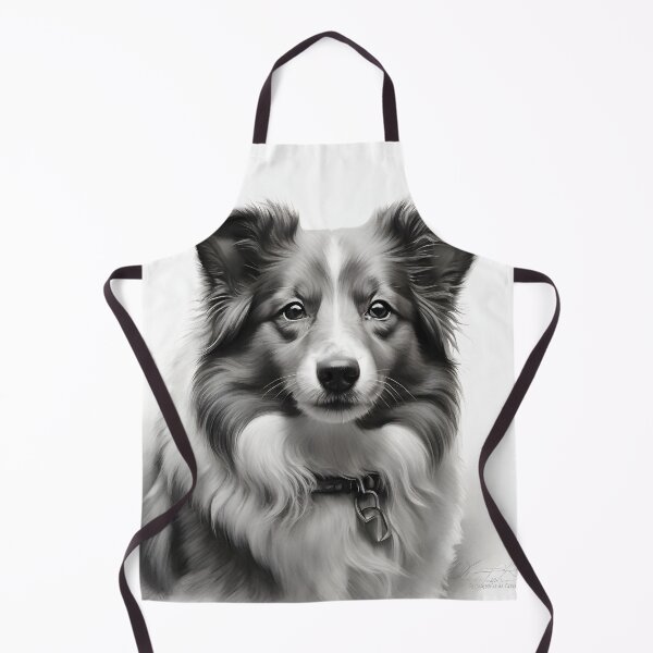 Item preview, Black and white Shetland Sheepdog pencil drawing designed and sold by Pencil-Art.