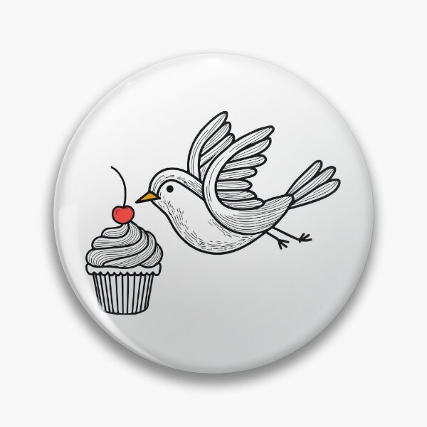 Item preview, Cute bird pecking a cupcake with a cherry on top designed and sold by rasagamastore.