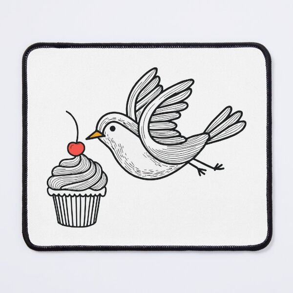 Item preview, Cute bird pecking a cupcake with a cherry on top designed and sold by rasagamastore.