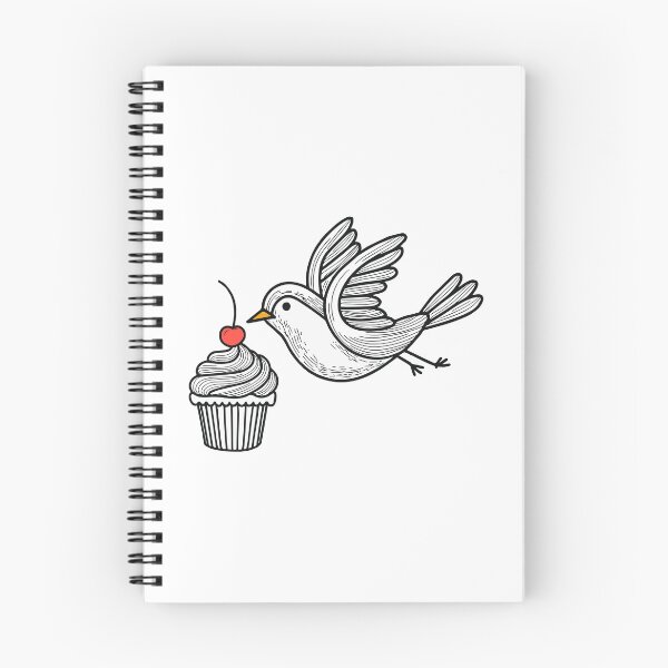Item preview, Cute bird pecking a cupcake with a cherry on top designed and sold by rasagamastore.