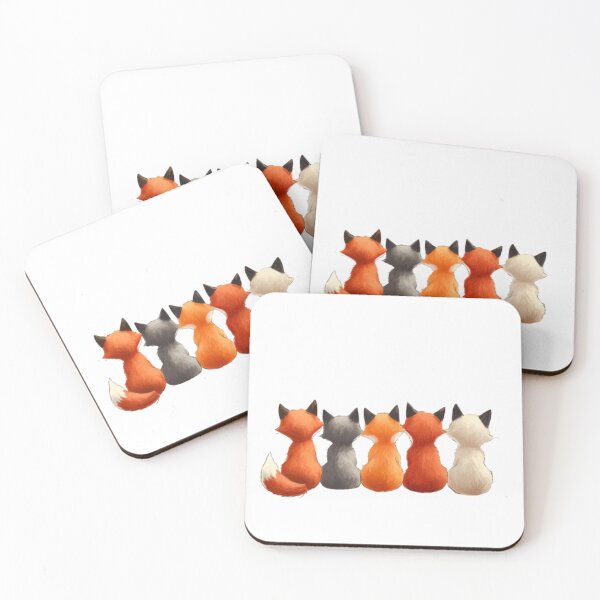 Item preview, Cartoon foxes sitting in a row, back designed and sold by Tee Studio.