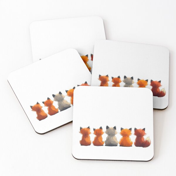 Item preview, Foxes in a row, cartoon style, back view designed and sold by Tee Studio.