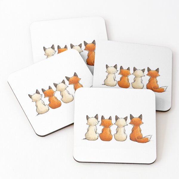 Item preview, Cartoon foxes in a row, back facing. designed and sold by Tee Studio.