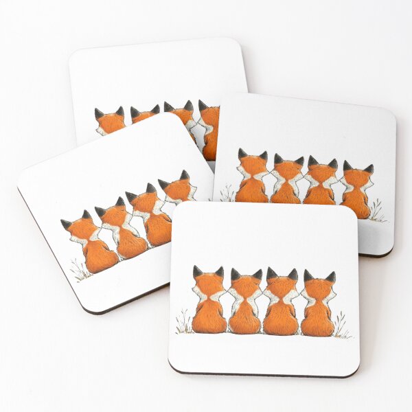 Item preview, Back view of foxes in a row, cartoon. designed and sold by Tee Studio.