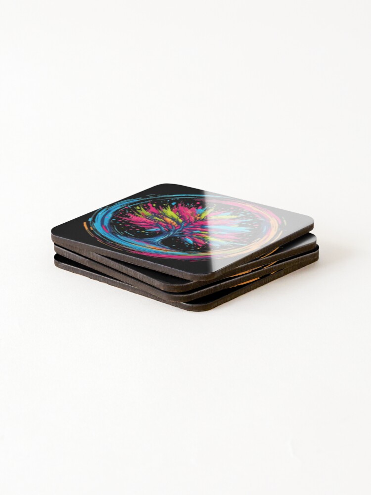 Thumbnail 4 of 5, Coasters (Set of 4), Explosive Colorful Tree designed and sold by ChaosVortex.