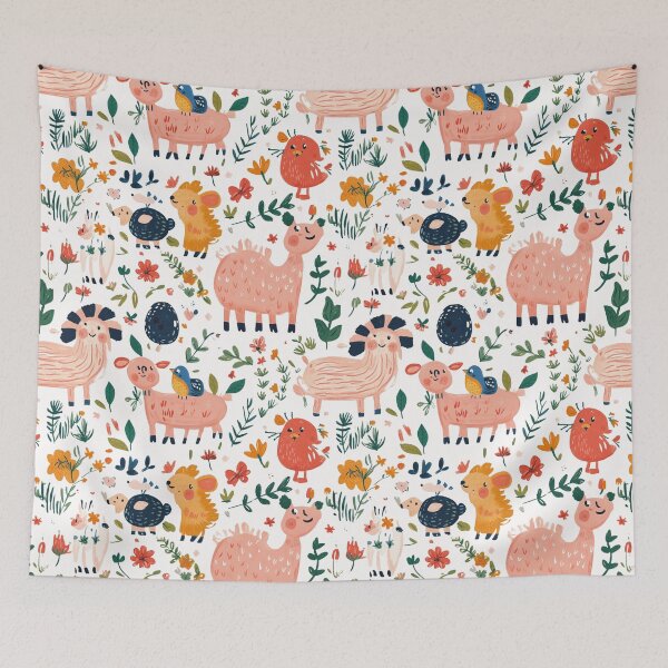 Item preview, Whimsical illustration of farm animals designed and sold by porbenjaporn.