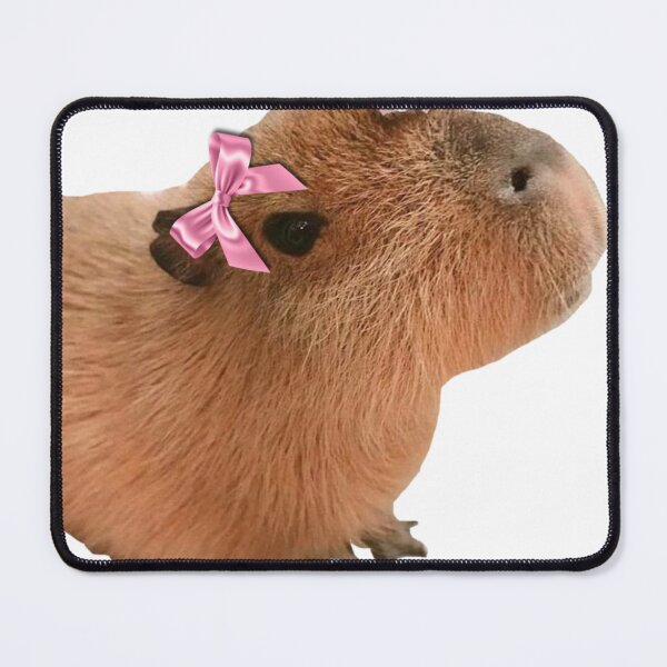 Item preview, Cute coquette capybara wearing pink bow designed and sold by SillyLittleSnek.