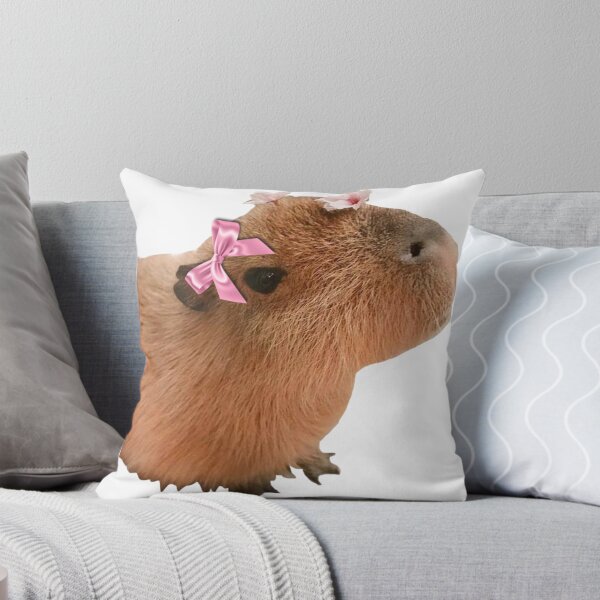 Item preview, Cute coquette capybara wearing pink bow designed and sold by SillyLittleSnek.