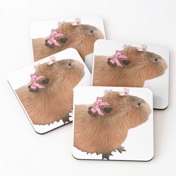 Item preview, Cute coquette capybara wearing pink bow designed and sold by SillyLittleSnek.