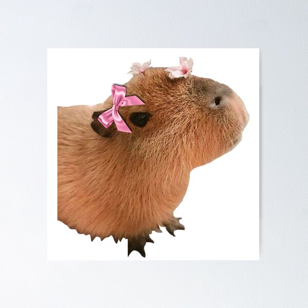 Item preview, Cute coquette capybara wearing pink bow designed and sold by SillyLittleSnek.