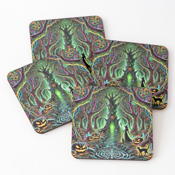Item preview, Neon Glowing Wiccan Forest with Halloween Witch and Hidden Illusions designed and sold by Meta2Physical.