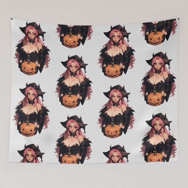 Item preview, Hot Halloween Girl with Pink hair designed and sold by WaifuBrowser.