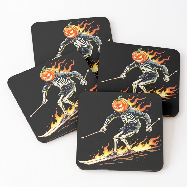 Item preview, Pumpkin Head Skeleton Skier - Halloween Ski Adventure T-Shirt designed and sold by AI-volution.