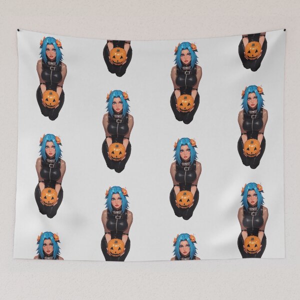 Item preview, Hot Halloween Girl with Blue hair designed and sold by WaifuBrowser.