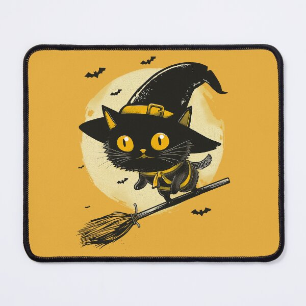 Item preview, Halloween Cat Riding Witch Broomstick designed and sold by Wild-Co.