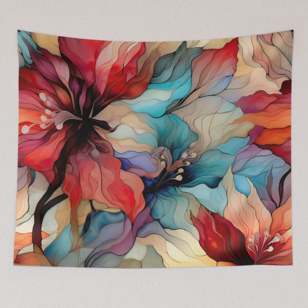 Item preview, Spring Vibe “Stained Glass” design - floral, leaves and colourful designed and sold by Chestnut Falls Studio.