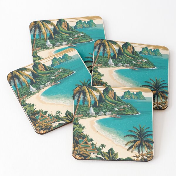 Item preview, Vintage Phuket Art Print for Thai Island Decor designed and sold by Ceemko's Vintage Corner.