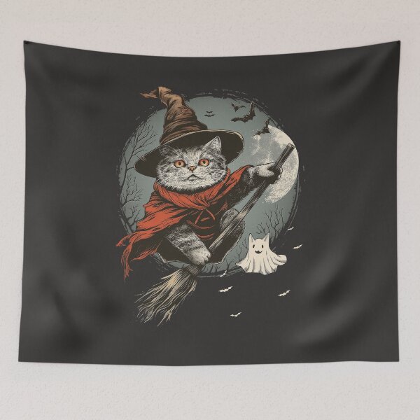 Item preview, A Cat Witch Riding A Broom designed and sold by Wild-Co.