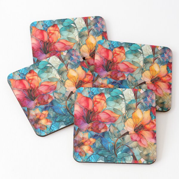 Item preview, Spring Vibe “Stained Glass” design - floral, leaves and colourful designed and sold by Chestnut Falls Studio.