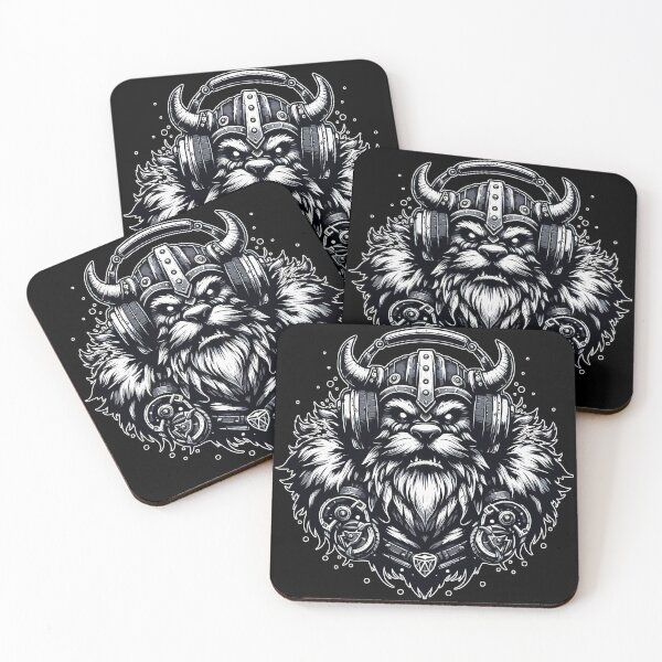 Item preview, Monochromatic Viking Warrior Bear In Headphones designed and sold by TomFrontierArt.