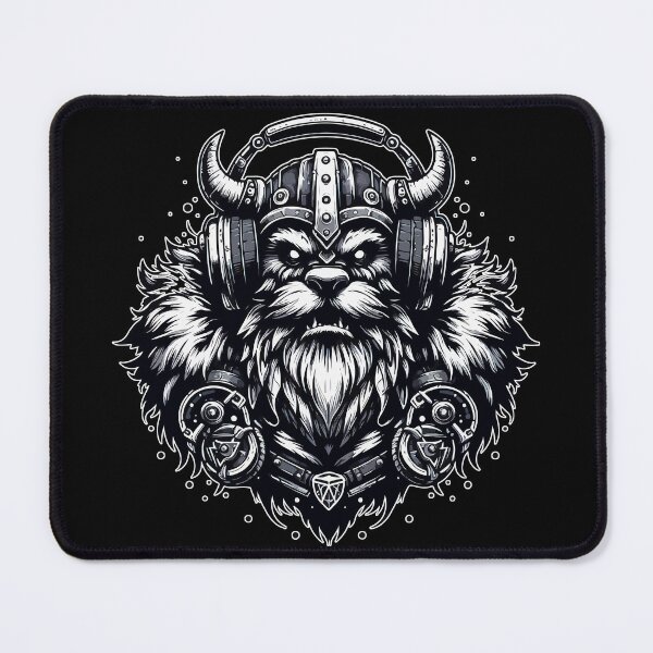 Item preview, Monochromatic Viking Warrior Bear In Headphones designed and sold by TomFrontierArt.