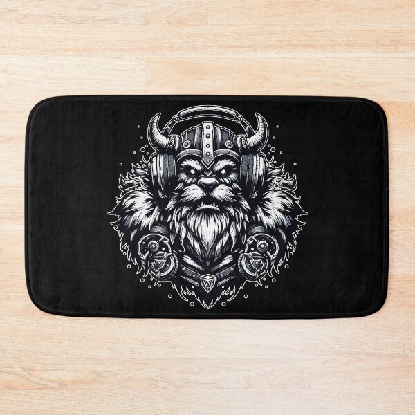 Item preview, Monochromatic Viking Warrior Bear In Headphones designed and sold by TomFrontierArt.