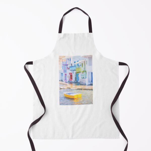 Item preview, Milos, Greece I Yellow boat at fishing village of Klima with colorful houses on Mediterranean Sea for a pastel summer aegean vibes aesthetic on Cyclades islands Santorini during Europe road trip designed and sold by Julie Travel Photography.