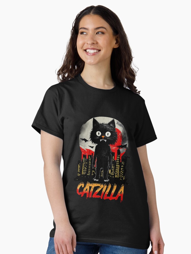 Thumbnail 1 of 7, Classic T-Shirt, cat, catzilla, godzilla, kitten, funny,  - Classic T-Shirt designed and sold by blackBubble1.