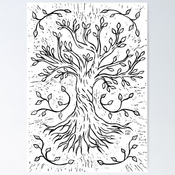 Aperçu de l'œuvre Impression sur linoléum d'un arbre créée et vendue par aartbylilli.