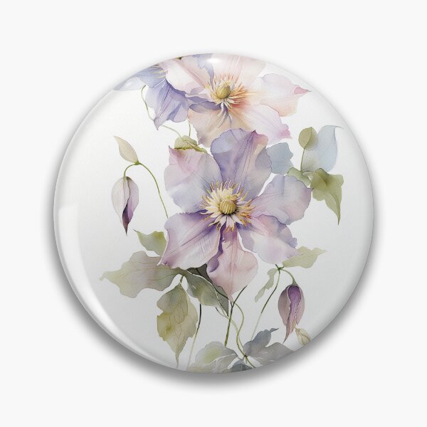 Item preview, Watercolor purple Clematis growing upword alone designed and sold by DariyaDell.