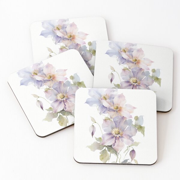 Item preview, Watercolor purple Clematis growing upword alone designed and sold by DariyaDell.