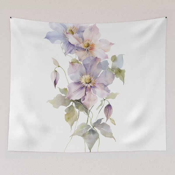 Item preview, Watercolor purple Clematis growing upword alone designed and sold by DariyaDell.