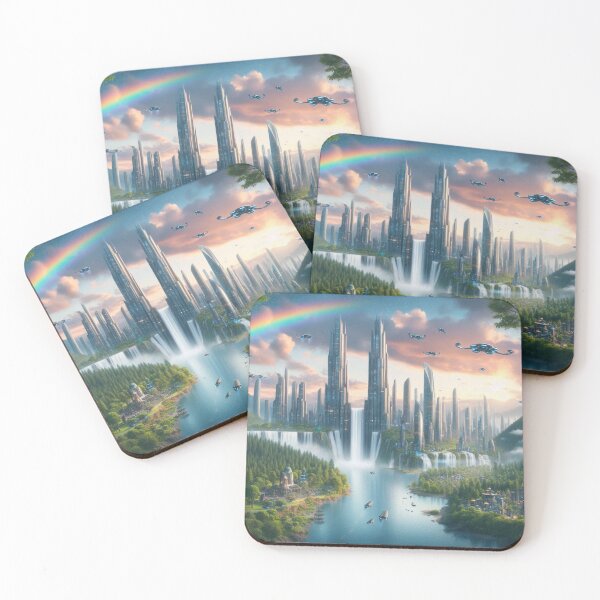 Item preview, Futuristic Cityscape with Natural Harmony designed and sold by ZenOfAIarts.