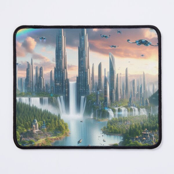 Item preview, Futuristic Cityscape with Natural Harmony designed and sold by ZenOfAIarts.