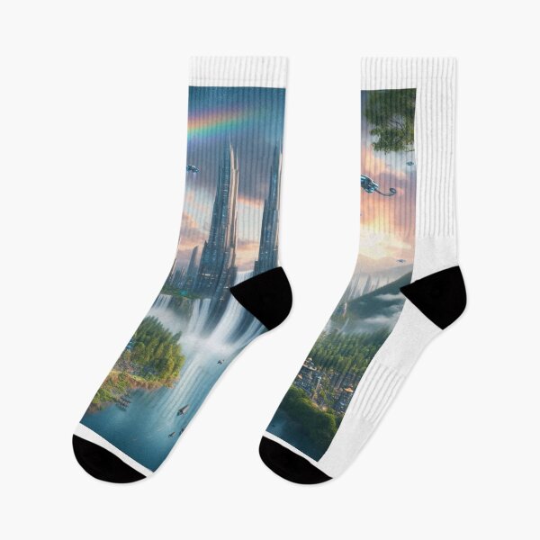 Item preview, Futuristic Cityscape with Natural Harmony designed and sold by ZenOfAIarts.